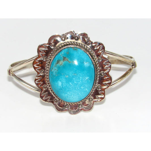 Navajo Blue Royston Turquoise Sterling Cuff Bracelet R