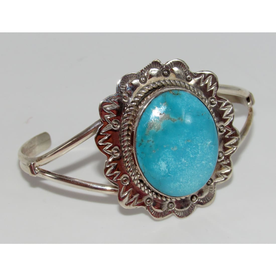 Navajo Blue Royston Turquoise Sterling Cuff Bracelet R