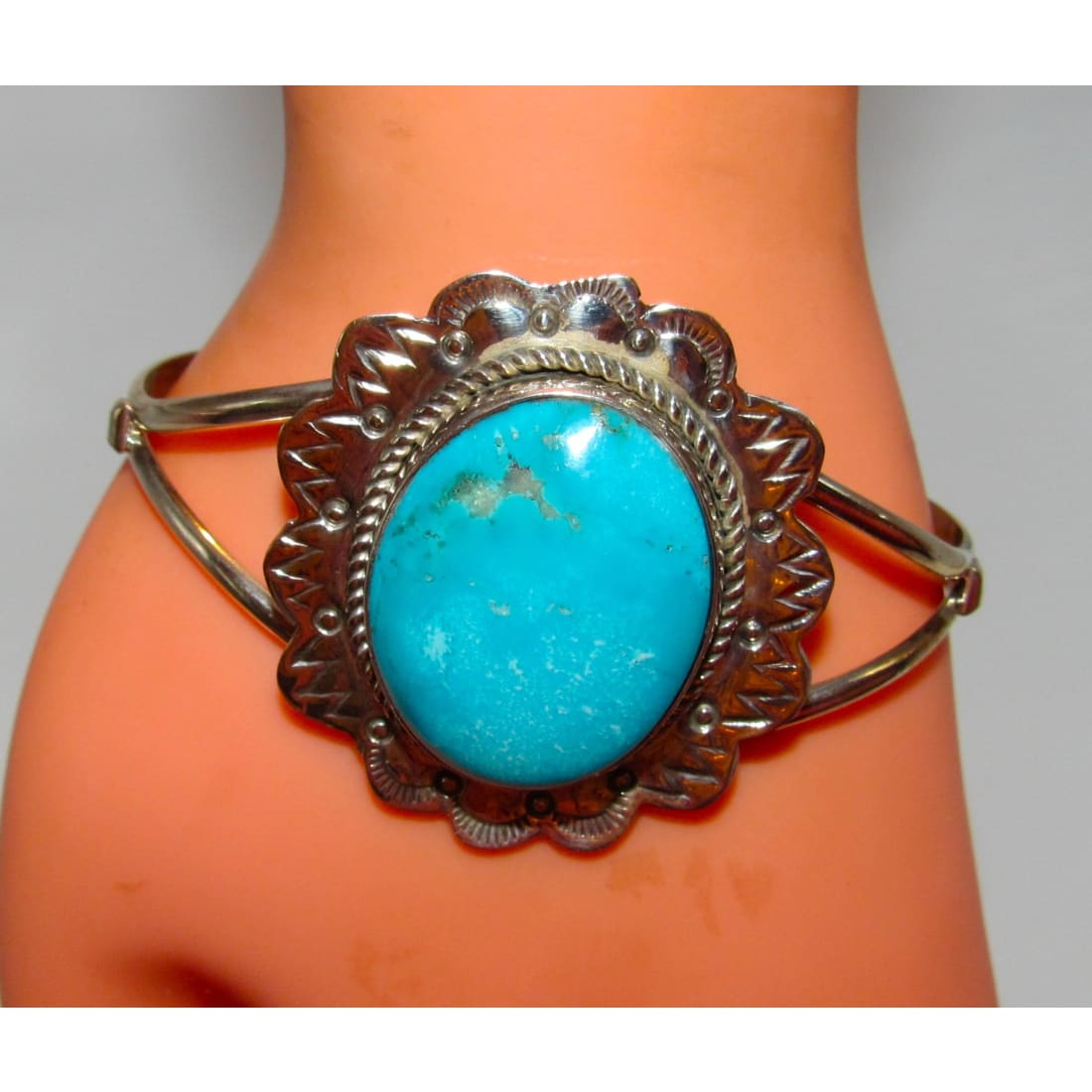 Navajo Blue Royston Turquoise Sterling Cuff Bracelet R