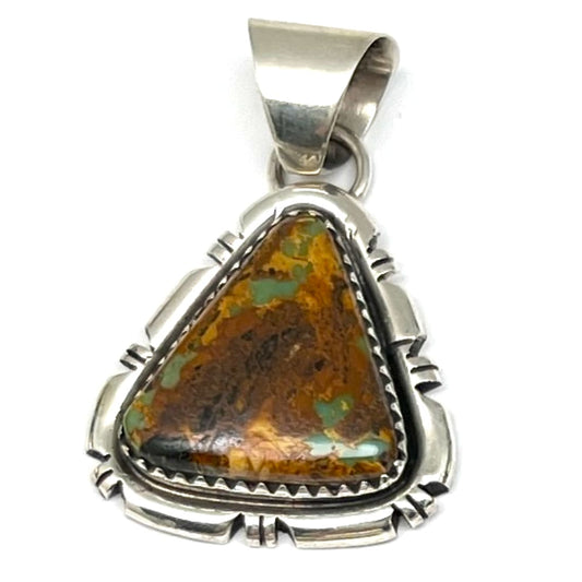 Navajo Boulder Royston Turquoise Sterling Silver Pendant R.