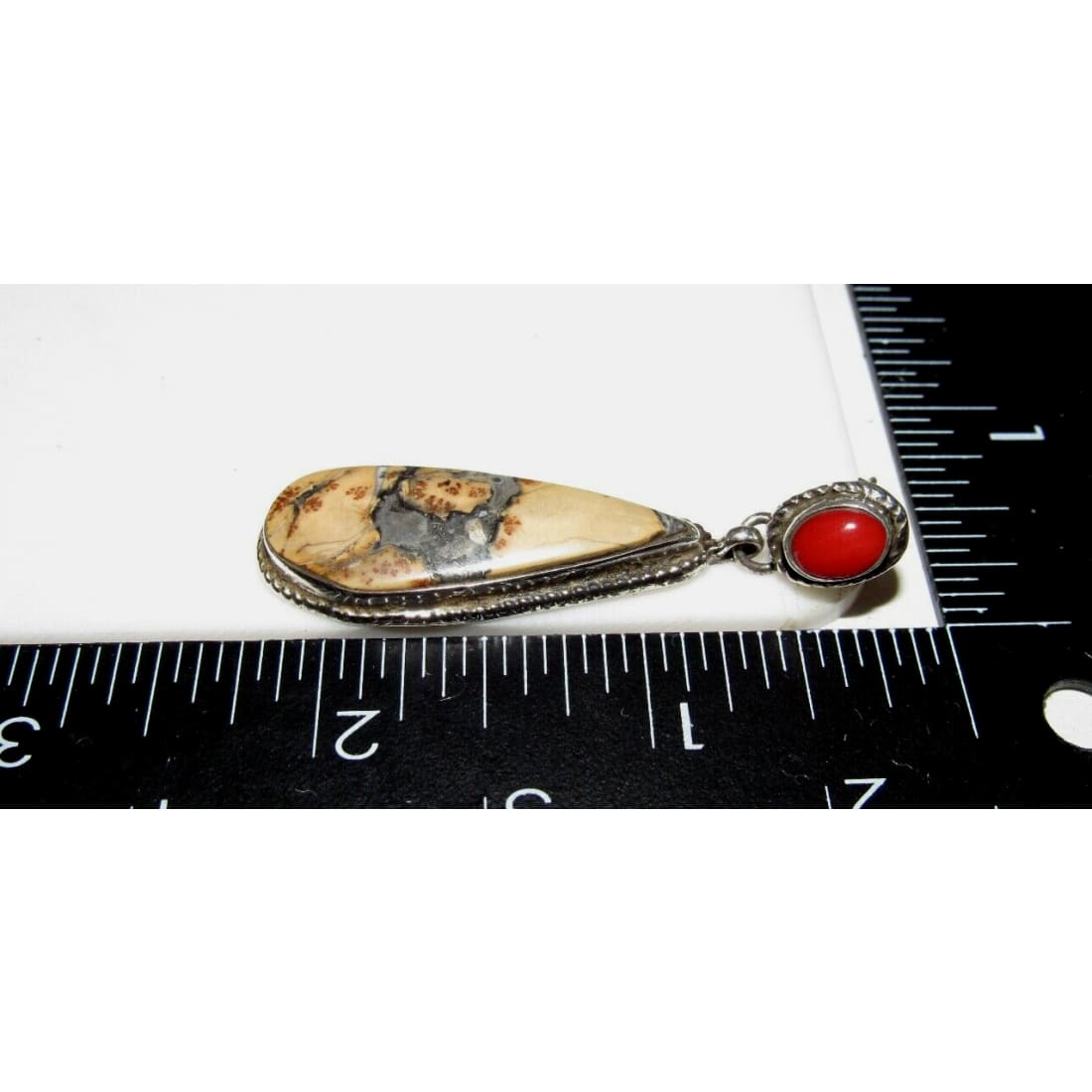 Navajo Bumblebee Jasper Coral Dangle Earrings Sterling