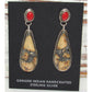 Navajo Bumblebee Jasper Coral Dangle Earrings Sterling