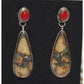 Navajo Bumblebee Jasper Coral Dangle Earrings Sterling