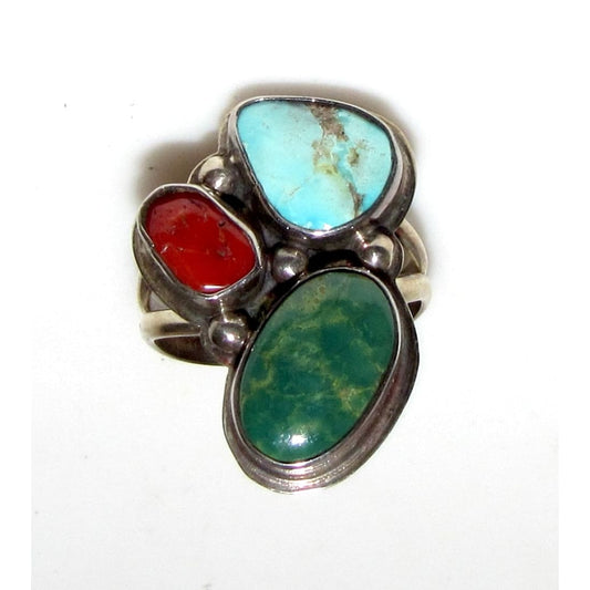 Navajo Cactus Ring Sz 9 Sterling Silver Royston Turquoise