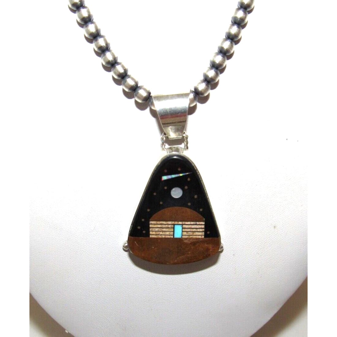 Desson Inlay Navajo Calvin Desson Inlay Jet Turquoise Opal Earrings Pendant Set ...
