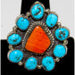 Navajo Cluster Ring Sz 8.5 Orange Spiny Oyster Kingman