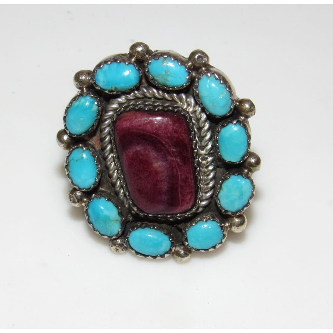 Navajo Cluster Ring Sz 8 Purple Spiny Oyster Kingman