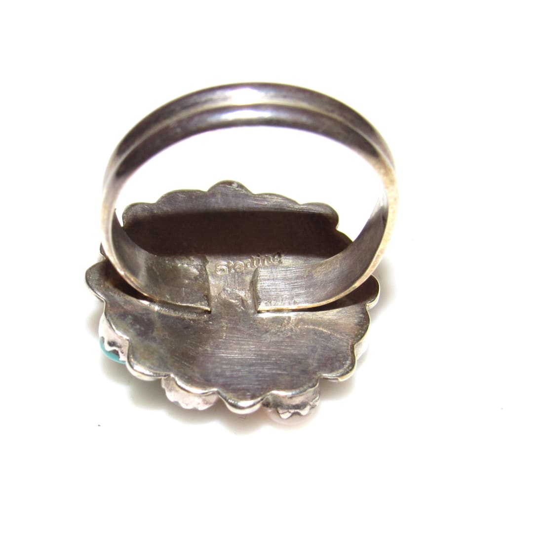 Navajo Cluster Ring Sz 9 Sterling M. Apachito Turquoise