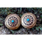 Navajo Concho Post Earrings Sterling Silver Turquoise