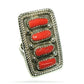 Navajo Coral Cluster Statement Ring Sz 9 Sterling Silver