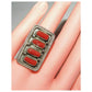 Navajo Coral Cluster Statement Ring Sz 9 Sterling Silver