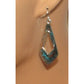 Navajo Dangle Earrings Tribal Design Turquoise Coral Inlay