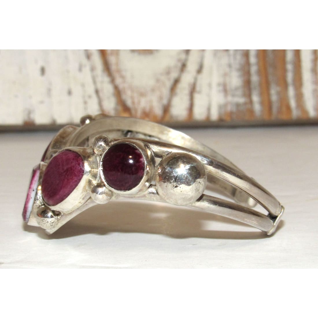 Navajo Davida Lister Purple Spiny Cuff Bracelet 925