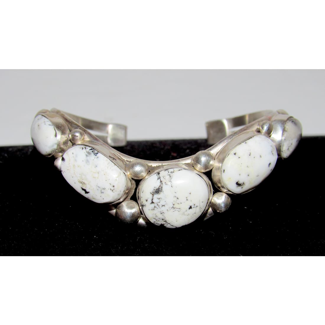 Navajo Davida Lister White Buffalo Cuff Bracelet 925