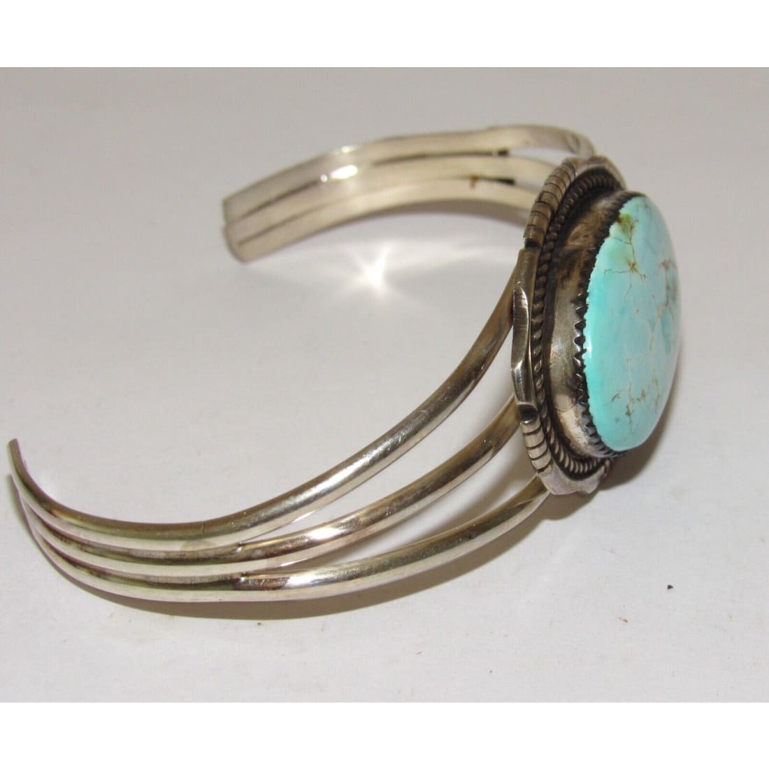 Navajo Dry Creek Turquoise Cuff Bracelet Sterling Silver E.