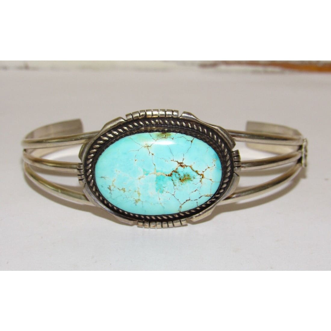 Navajo Dry Creek Turquoise Cuff Bracelet Sterling Silver E.