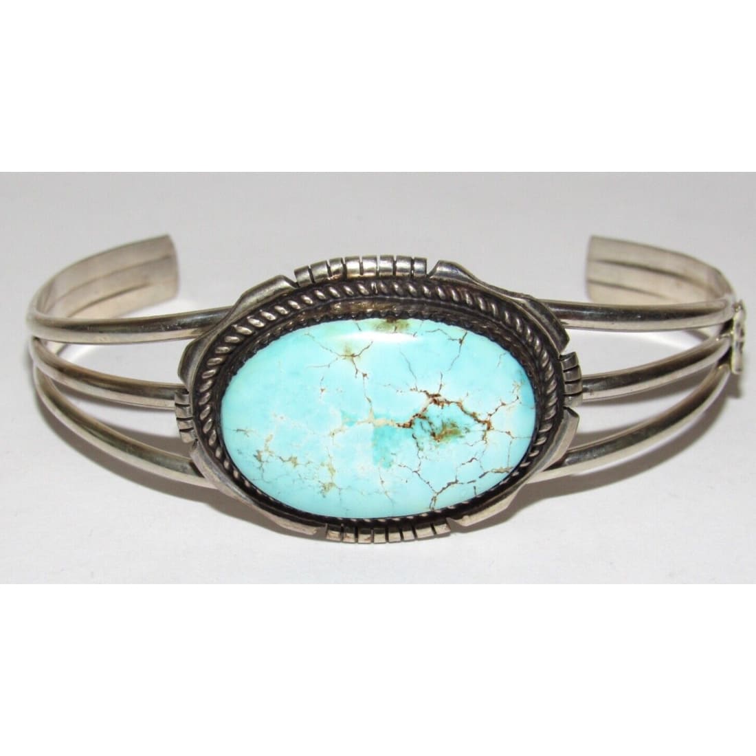 Navajo Dry Creek Turquoise Cuff Bracelet Sterling Silver E.