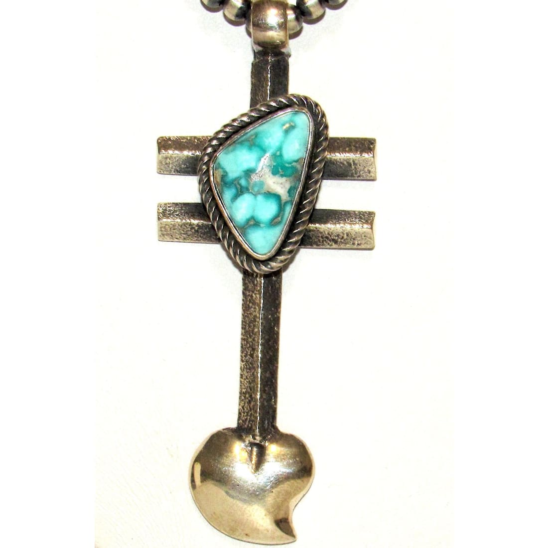 Navajo Dry Creek Turquoise Dragonfly Cross Pendant Tufa