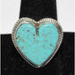 Navajo Dry Creek Turquoise Heart Ring Sz 9 Sterling Silver