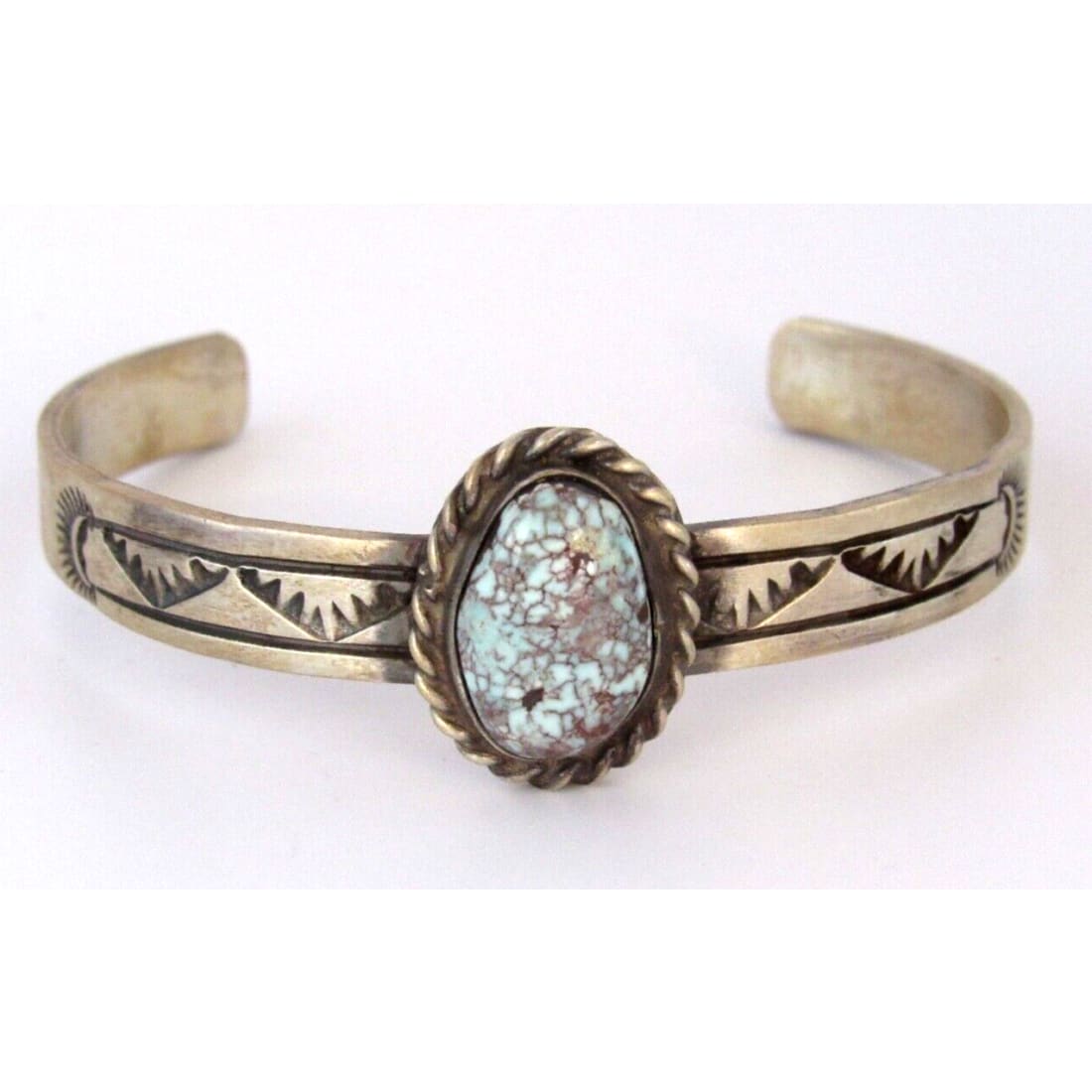 Navajo Dry Creek Turquoise Stacker Cuff Sterling Hand