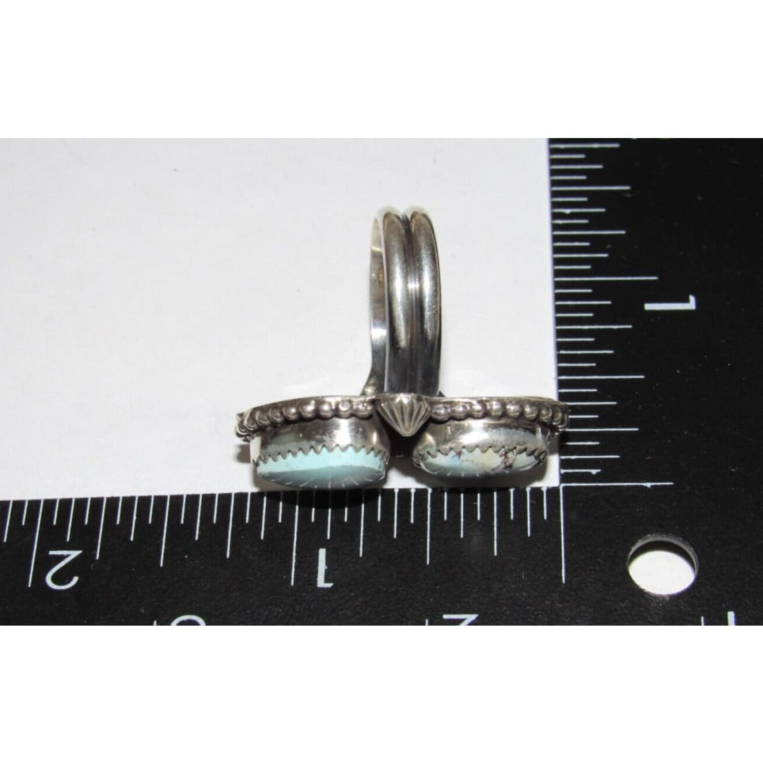 Navajo Dry Creek Turquoise Statement Ring Sz 7 Sterling