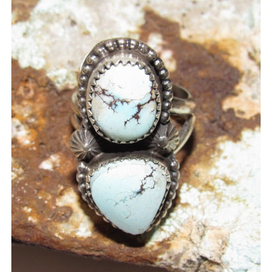 Navajo Dry Creek Turquoise Statement Ring Sz 7 Sterling