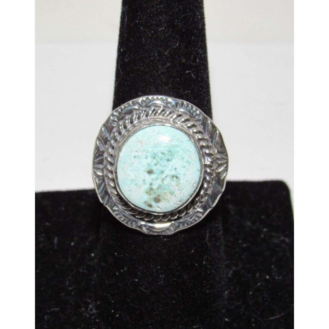 Navajo Dry Creek Turquoise Statement Ring Sz 8 Sterling