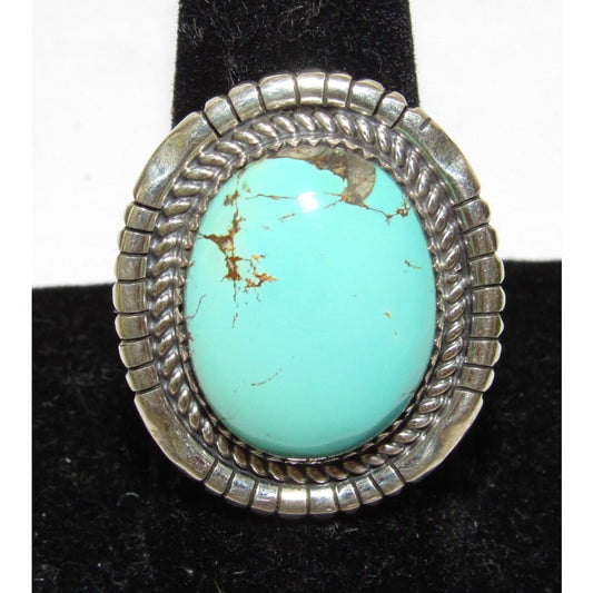 Navajo Gem Grade Royston Turquoise Ring Sz 9 Sterling Silver