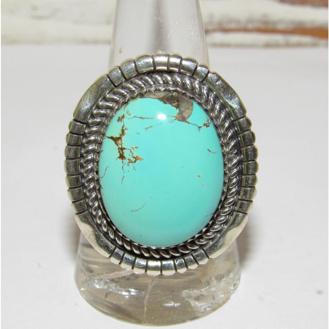 Navajo Gem Grade Royston Turquoise Ring Sz 9 Sterling Silver