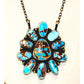 Navajo Golden Hills turquoise bar necklace with multiple blue turquoise stones set in silver pendant