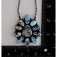 Navajo Golden Hills turquoise bar necklace with blue and brown stones on silver chain measuring size