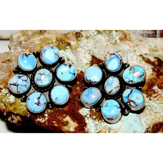 Navajo Golden Hills Turquoise Cluster Post Earrings