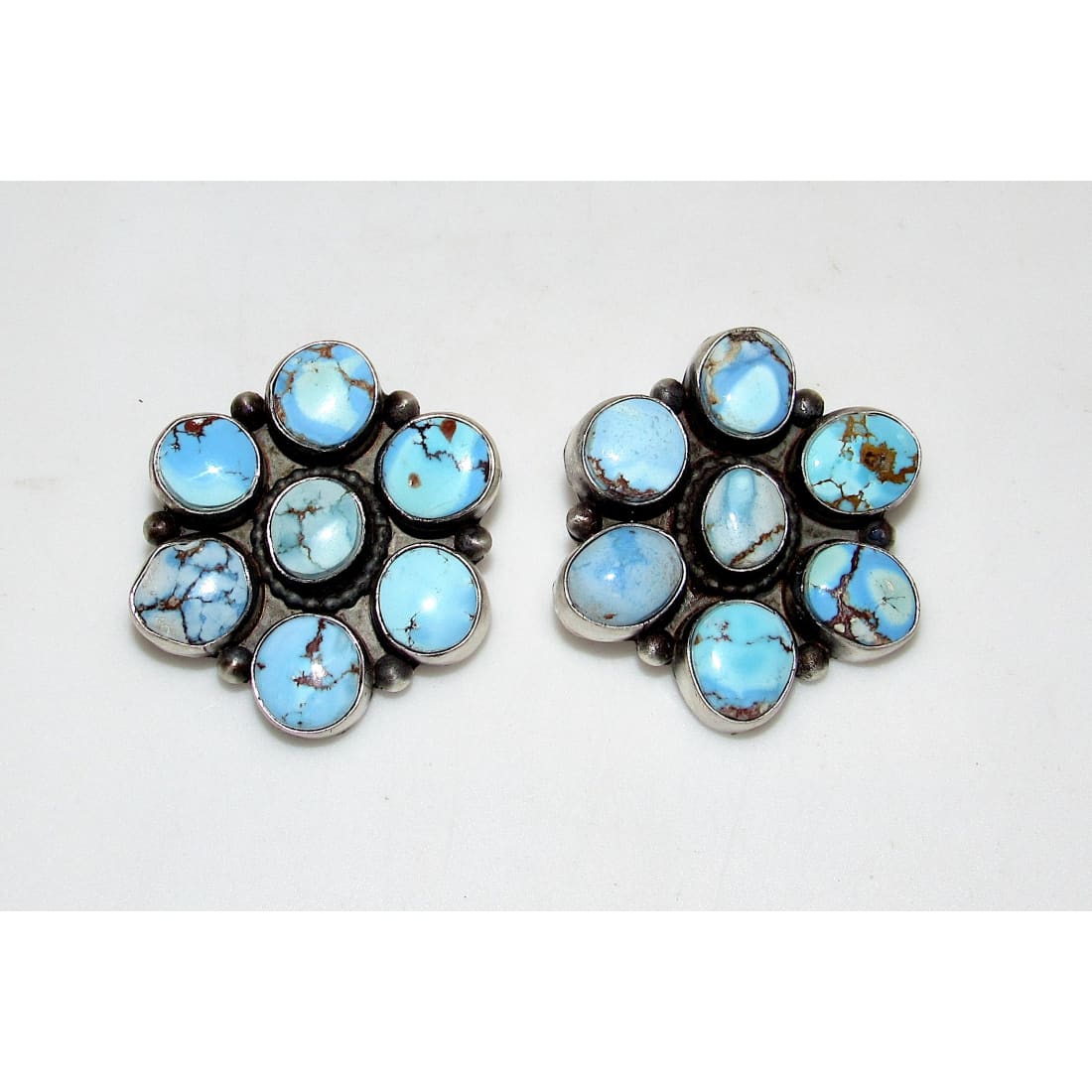 Navajo Golden Hills Turquoise Cluster Post Earrings