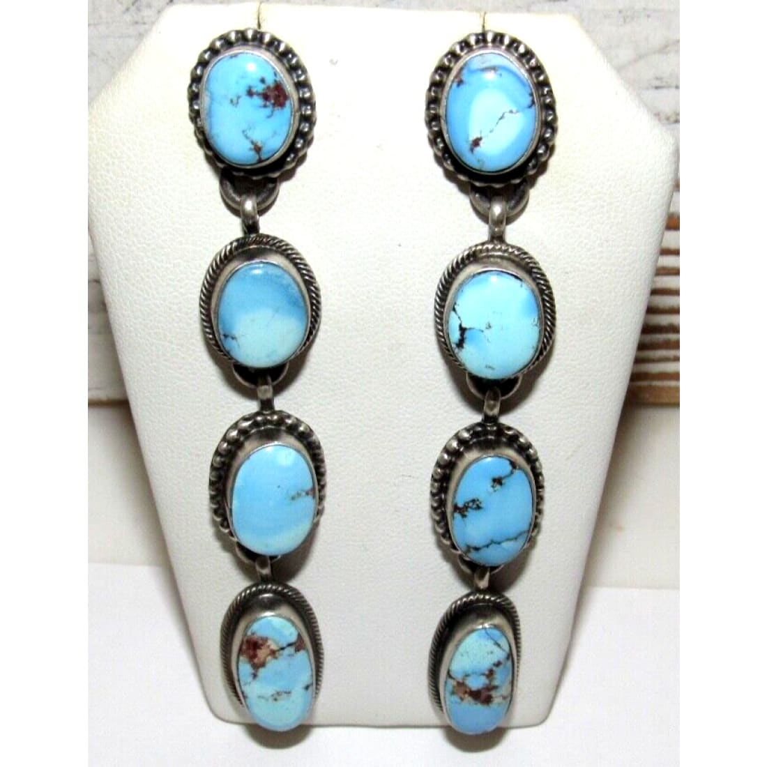 Navajo Golden Hills Turquoise Dangle Earrings Sterling