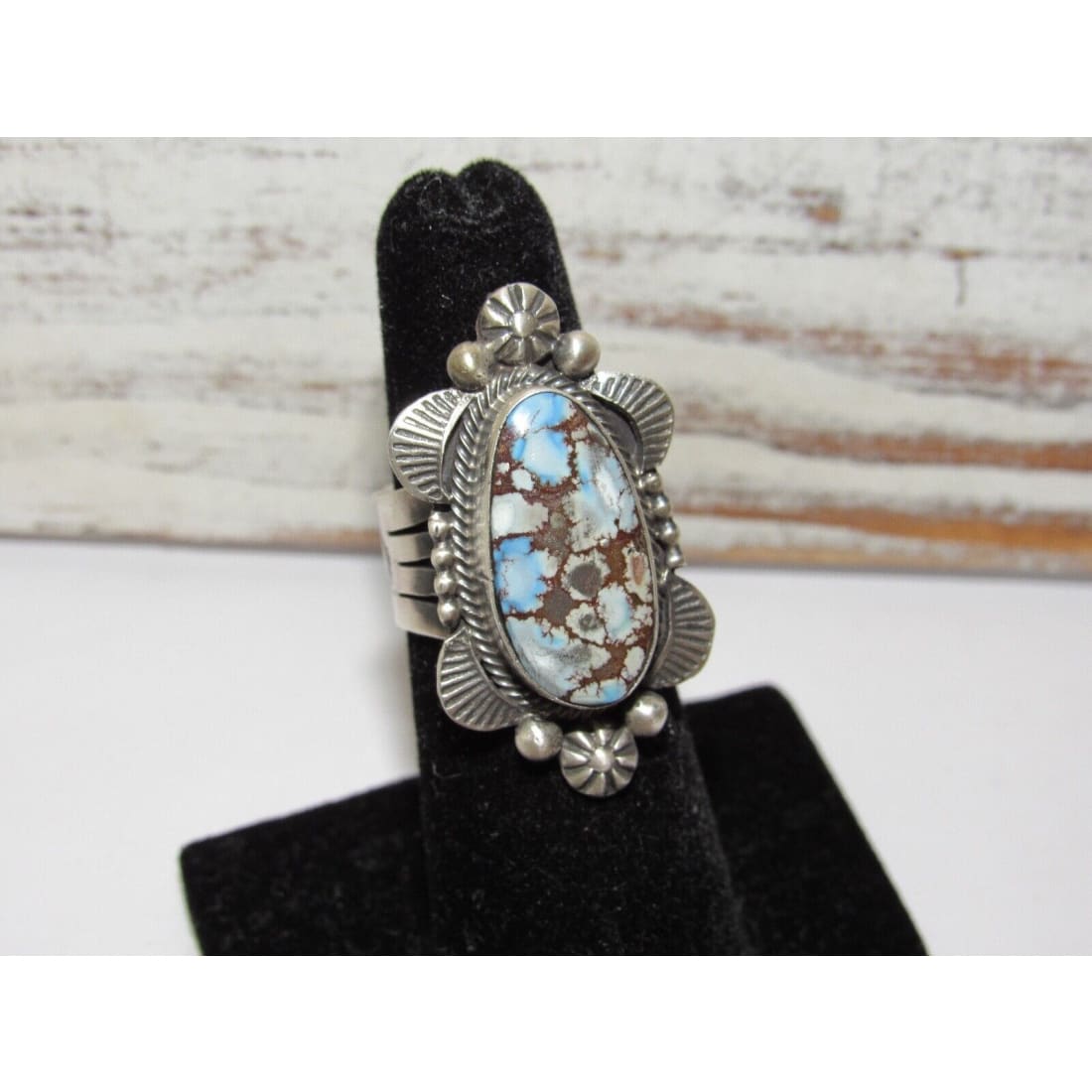 Navajo Golden Hills Turquoise Statement Ring Sz 5 Sterling