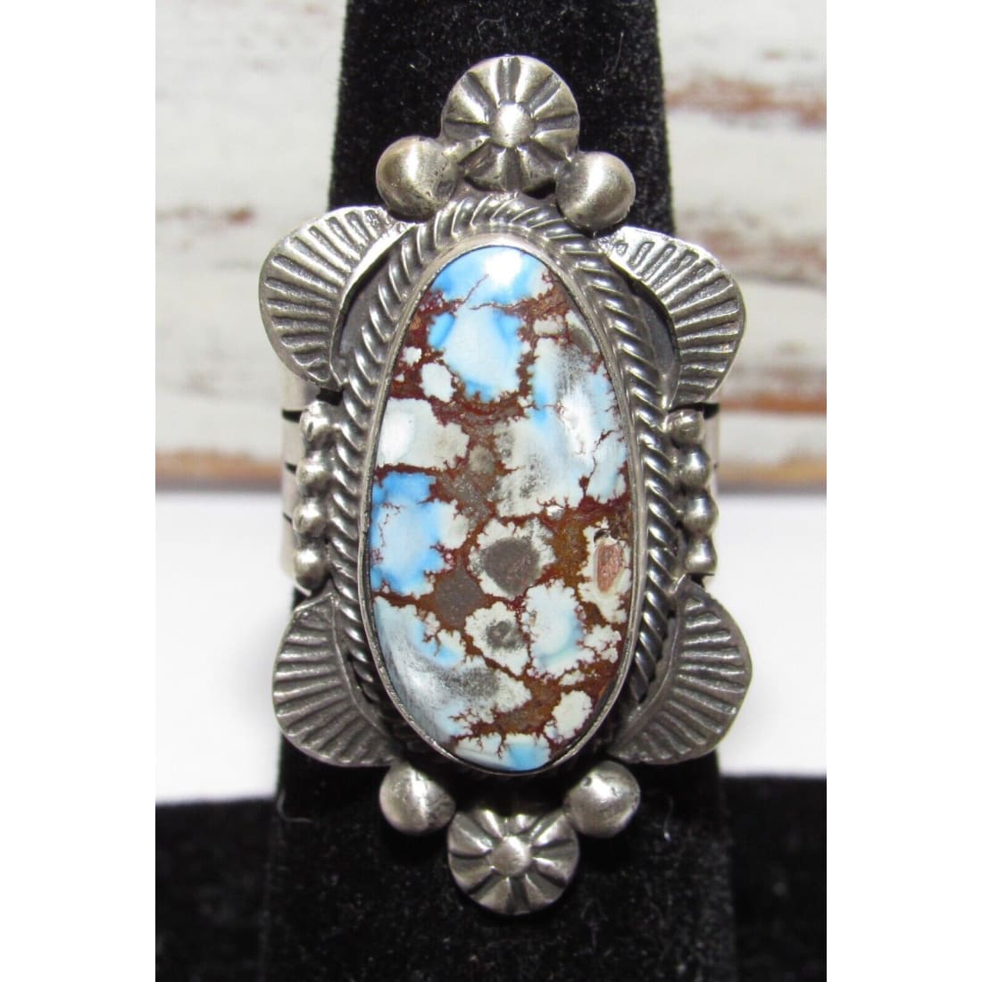 Navajo Golden Hills Turquoise Statement Ring Sz 5 Sterling