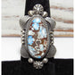 Navajo Golden Hills Turquoise Statement Ring Sz 5 Sterling
