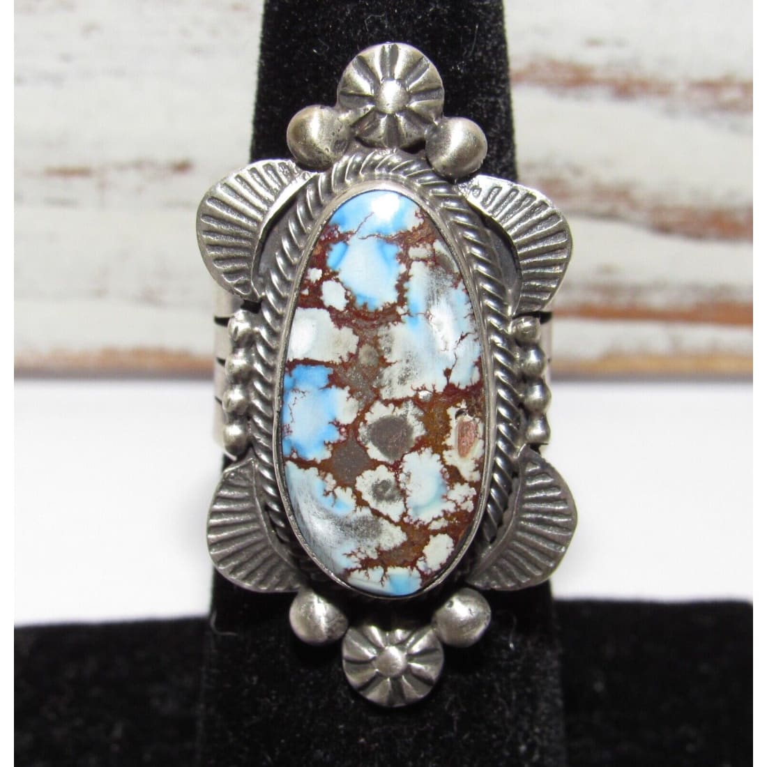 Navajo Golden Hills Turquoise Statement Ring Sz 5 Sterling