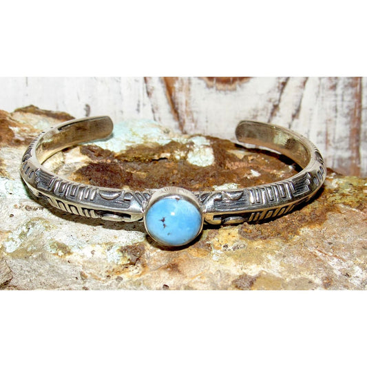Navajo Golden Hills Turquoise Stacker Cuff Sterling Silver