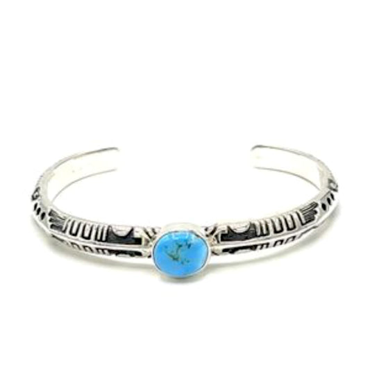 Navajo Golden Hills Turquoise Stacker Cuff Sterling Silver