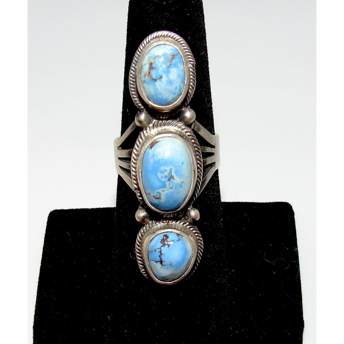 Navajo Golden Hills Turquoise Statement Ring Sz 6.5