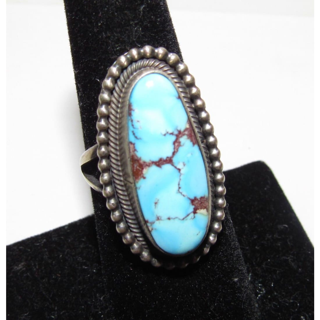 Navajo Golden Hills Turquoise Statement Ring Sz 6 Sterling