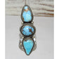 Navajo Golden Hills Turquoise Statement Ring Sz 8 Sterling