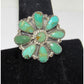 Navajo Green Turquoise Cluster Ring Sz 8 Sterling Silver