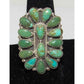 Navajo Green Turquoise Cluster Ring Sz 8 Sterling Silver
