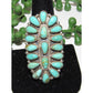 Navajo Green Turquoise Statement Cluster Ring Sz 9 Sterling