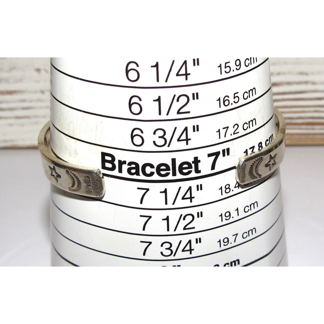 Navajo Hand Stamped Ingot Stacker Cuff Bracelet Signed