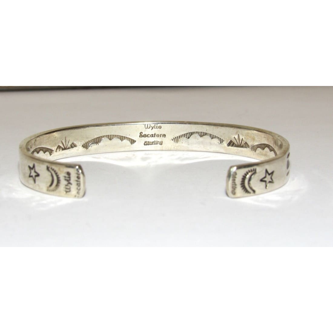 Navajo Hand Stamped Ingot Stacker Cuff Bracelet Signed