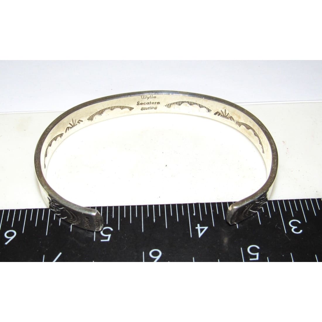 Navajo Hand Stamped Ingot Stacker Cuff Bracelet Signed