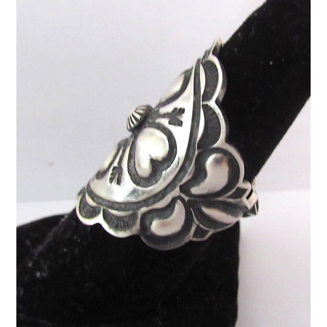 Navajo A. Cadman Heart Ring Sz 7.5 Sterling Silver Signed